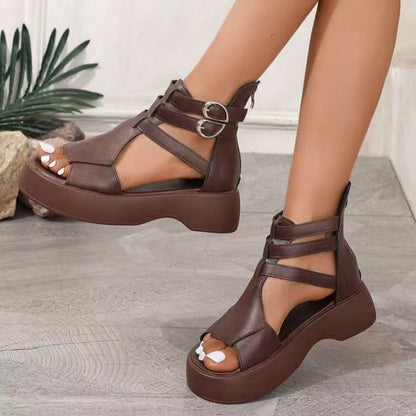 💖Ортопедични дамски сандали с платформа и клиновиден ток от мека кожа