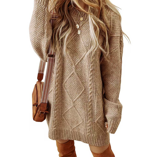 💞Елегантна рокля с широка кройка от плетен трикотаж с ребра