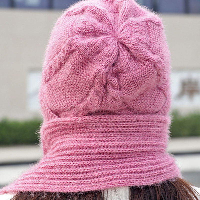 👒 2-in-1 Hooded Knit Hat with Neck Warmer—Thick Knit, Windproof and Warm 🧣