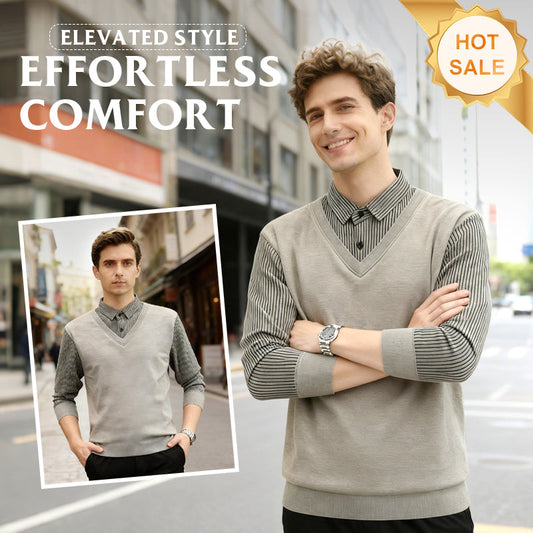 👔Мъжка ежедневна плетена риза с яка