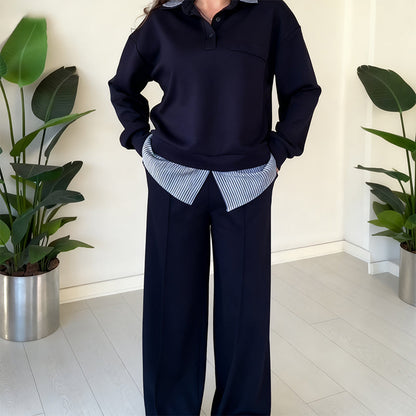 🔥Women's Casual Long-Sleeve Top and Pants 2-Piece Set