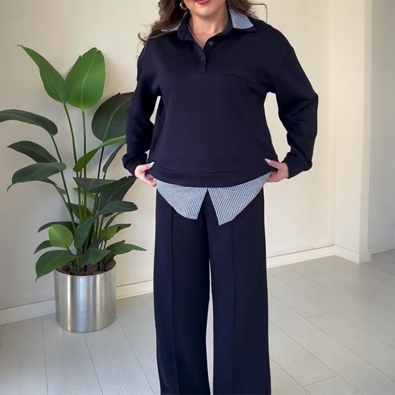 🔥Women's Casual Long-Sleeve Top and Pants 2-Piece Set