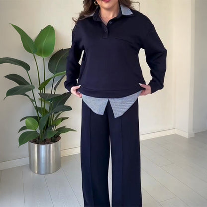 🔥Women's Casual Long-Sleeve Top and Pants 2-Piece Set