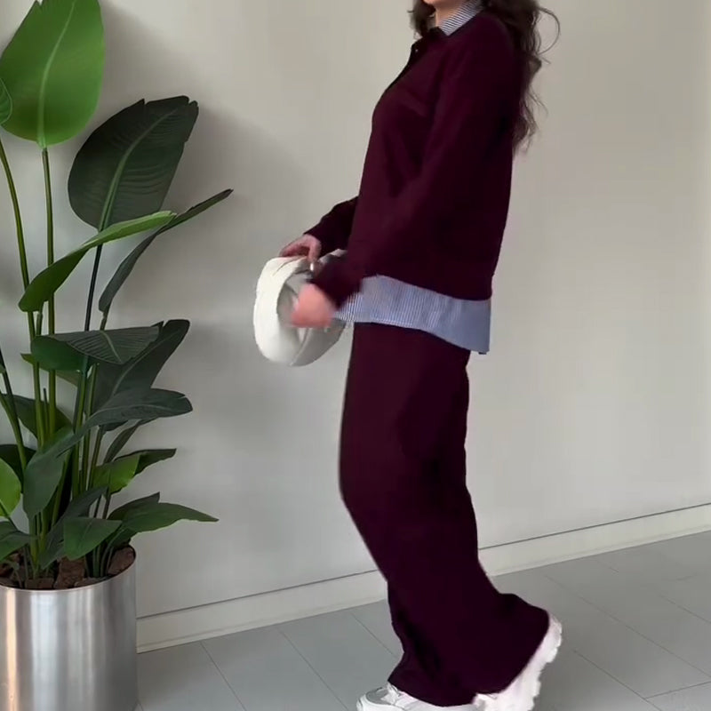 🔥Women's Casual Long-Sleeve Top and Pants 2-Piece Set
