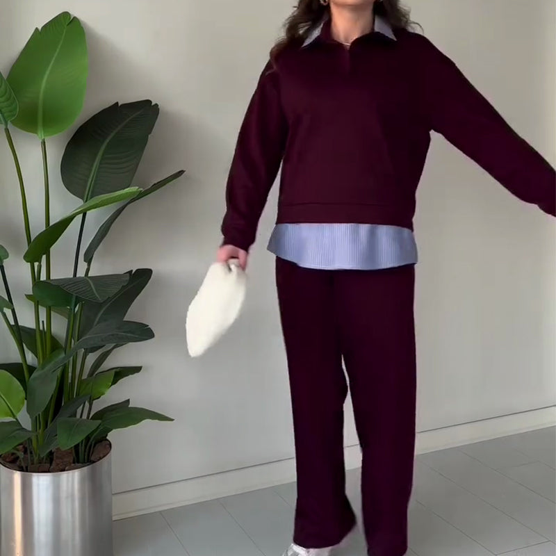 🔥Women's Casual Long-Sleeve Top and Pants 2-Piece Set