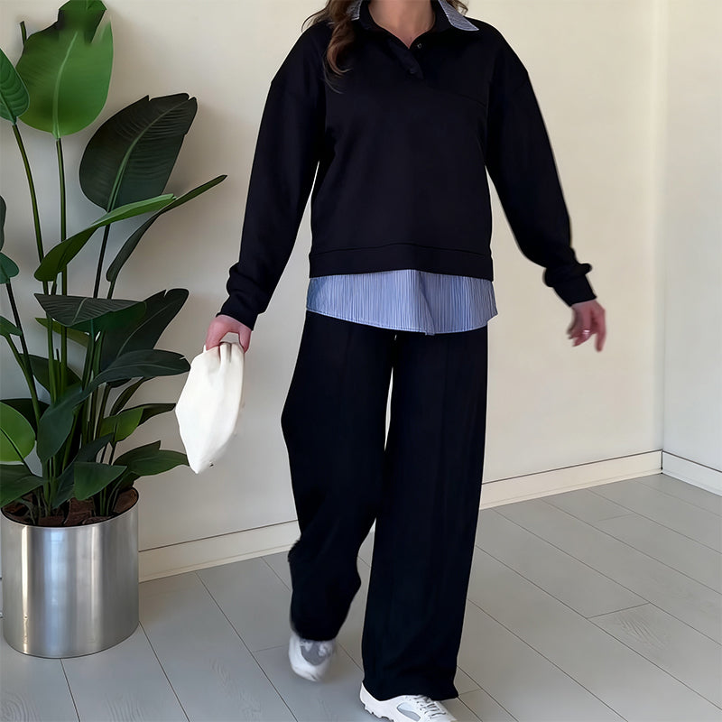 🔥Women's Casual Long-Sleeve Top and Pants 2-Piece Set