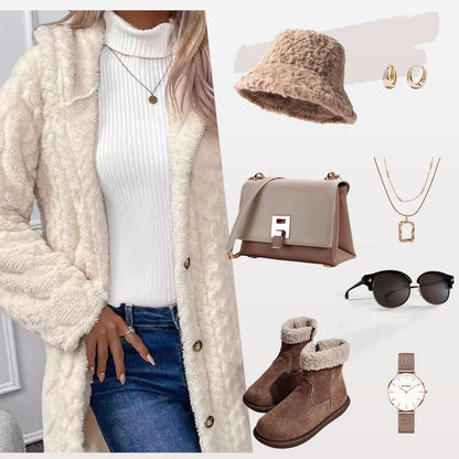 ✨Diamond-patterned women's warm hooded outerwear