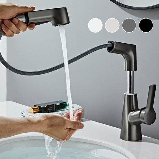 🚰Едноотворен смесител за баня с изтегляща се душ глава