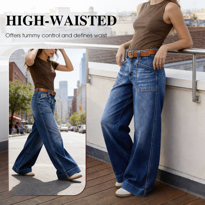 💥Women's High-Waist Wide-Leg Jeans