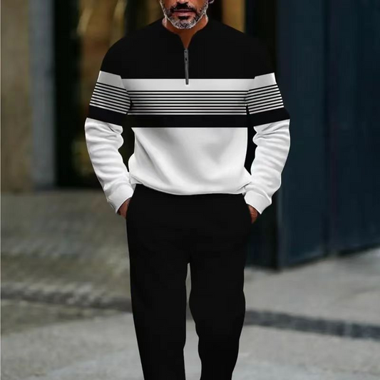 🎉 50% REDUCERE ACUM! 👖Set pulover și pantaloni cu imprimeu grafic pentru bărbați