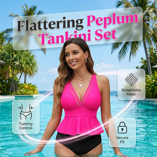 🌊👙Двукомпонентен бански костюм с волани за жени (блуза + шорти)