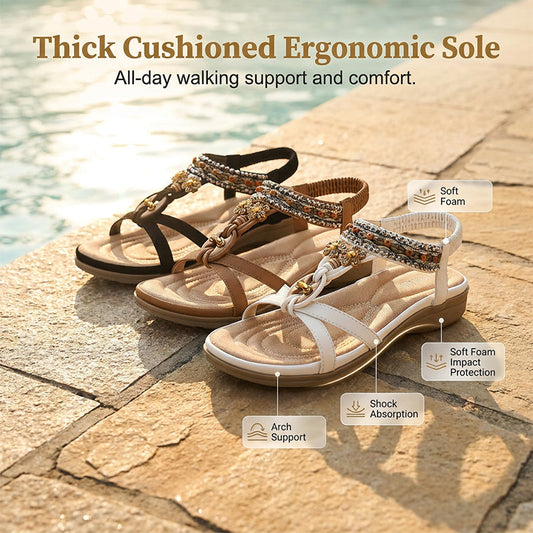 👡🌸Sandale plate confortabile în stil boem pentru femei