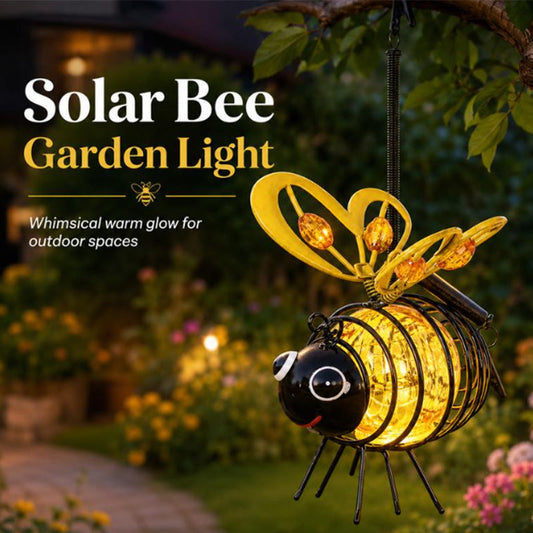 🐝☀️ Aduceți un strop de magie în grădina dumneavoastră — lampă solară suspendată în formă de albină, cu aripi în formă de inimă🌿✨