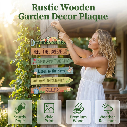 🏵️Plăcuță rustică din lemn pentru grădină, de agățat – decorațiune de perete🏡