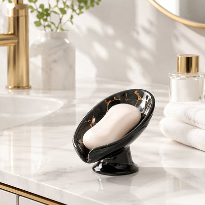 🧼🍃Ceramiczna mydelniczka w kształcie liścia z samoodprowadzaniem wody – Utrzymuje mydło suche🏠