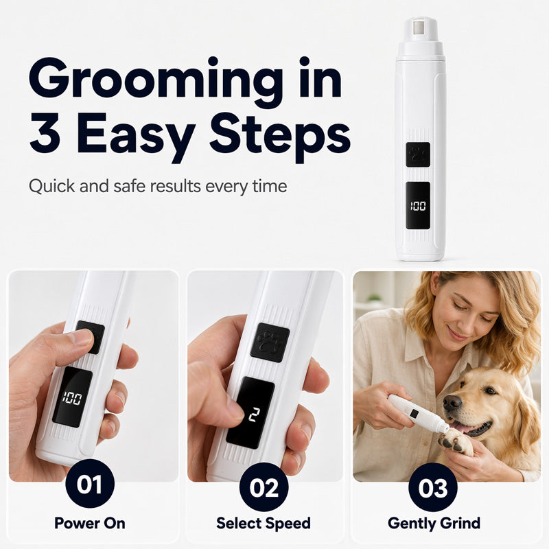 🥳2026 HOT SALE🥳💞50K+ SOLD!🐶Electric Pet Nail Grinder – Whisper‑quiet, 3‑step gentle grinding. LED power display & USB‑C rechargeable – stress‑free grooming for dogs & cats! 🛡️✨