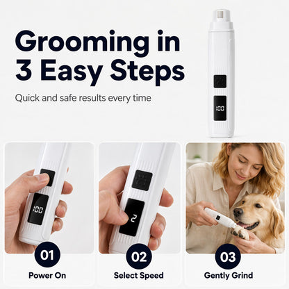 🥳2026 HOT SALE🥳💞50K+ SOLD!🐶Electric Pet Nail Grinder – Whisper‑quiet, 3‑step gentle grinding. LED power display & USB‑C rechargeable – stress‑free grooming for dogs & cats! 🛡️✨