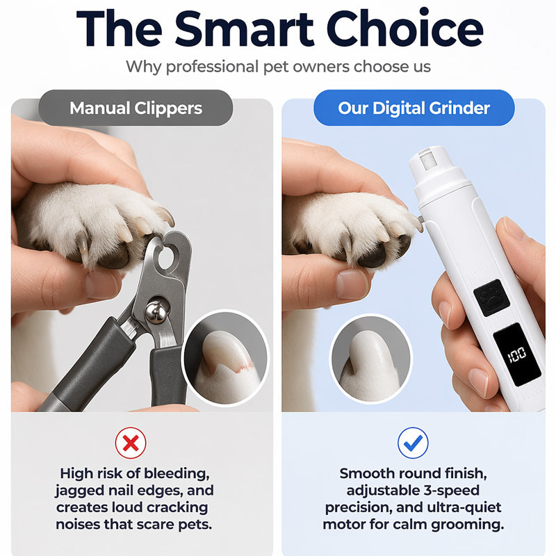 🥳2026 HOT SALE🥳💞50K+ SOLD!🐶Electric Pet Nail Grinder – Whisper‑quiet, 3‑step gentle grinding. LED power display & USB‑C rechargeable – stress‑free grooming for dogs & cats! 🛡️✨