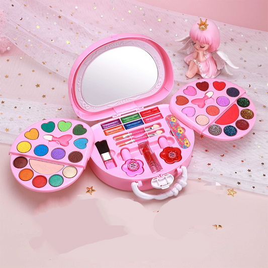 💄Set de jucării de machiaj lavabile pentru copii, cu geantă de mână roz portabilă inclusă