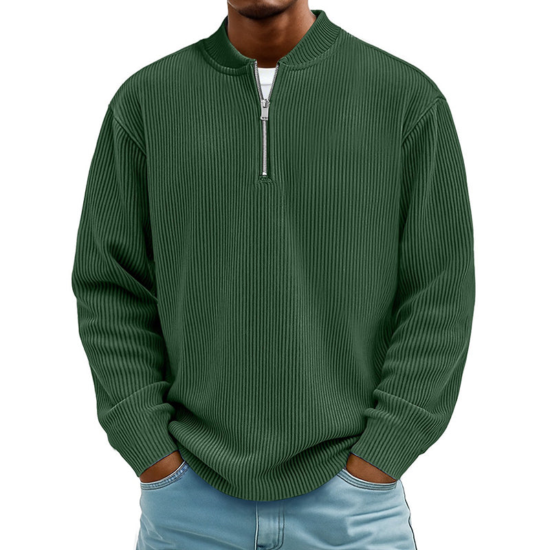 ✨ Men's Corduroy Quarter-Zip Pullover Sweatshirt | Casual Stand Collar Long Sleeve Top🔥