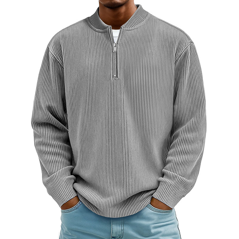 ✨ Men's Corduroy Quarter-Zip Pullover Sweatshirt | Casual Stand Collar Long Sleeve Top🔥