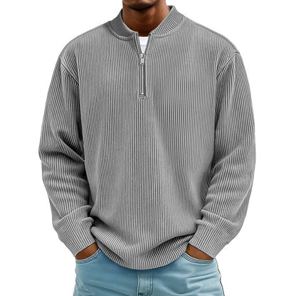 ✨ Men's Corduroy Quarter-Zip Pullover Sweatshirt | Casual Stand Collar Long Sleeve Top🔥