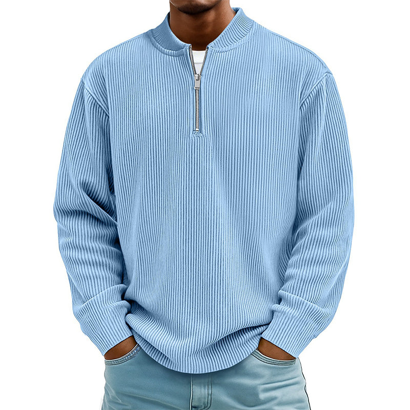 ✨ Men's Corduroy Quarter-Zip Pullover Sweatshirt | Casual Stand Collar Long Sleeve Top🔥