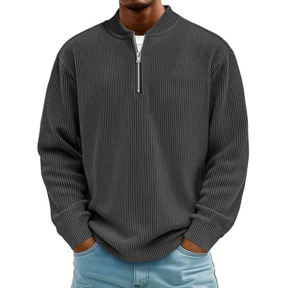 ✨ Men's Corduroy Quarter-Zip Pullover Sweatshirt | Casual Stand Collar Long Sleeve Top🔥