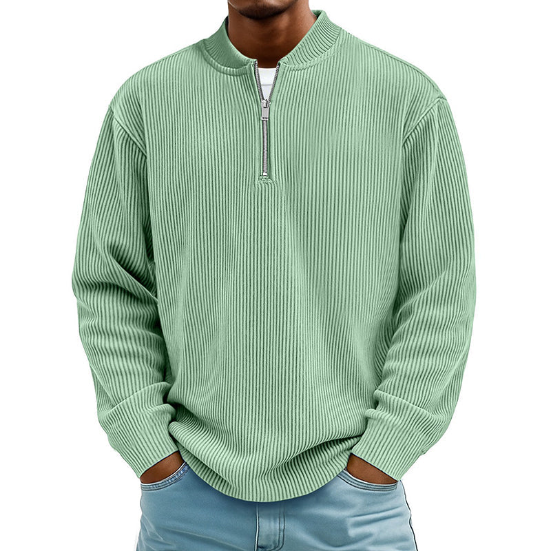 ✨ Men's Corduroy Quarter-Zip Pullover Sweatshirt | Casual Stand Collar Long Sleeve Top🔥