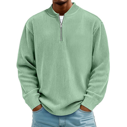 ✨ Men's Corduroy Quarter-Zip Pullover Sweatshirt | Casual Stand Collar Long Sleeve Top🔥