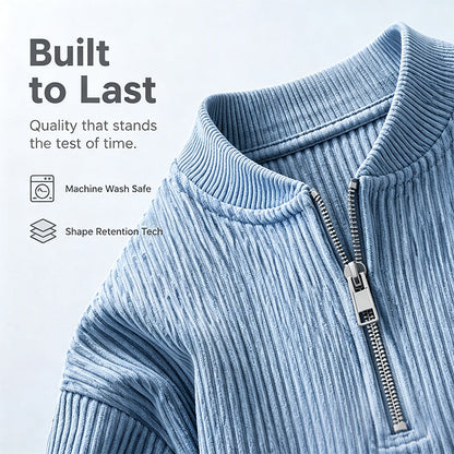 ✨ Men's Corduroy Quarter-Zip Pullover Sweatshirt | Casual Stand Collar Long Sleeve Top🔥