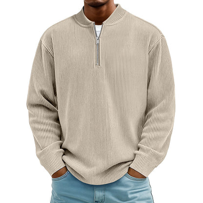 ✨ Men's Corduroy Quarter-Zip Pullover Sweatshirt | Casual Stand Collar Long Sleeve Top🔥