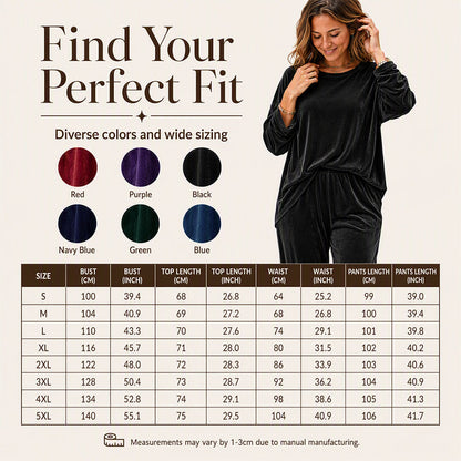 💃 Women's Velvet Long Sleeve Top & Wide-Leg Pants Set