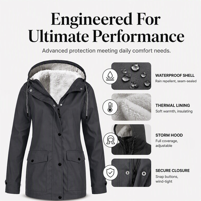 💦Women's Plush-Lined Windproof Hooded Jacket