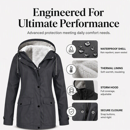 💦Women's Plush-Lined Windproof Hooded Jacket