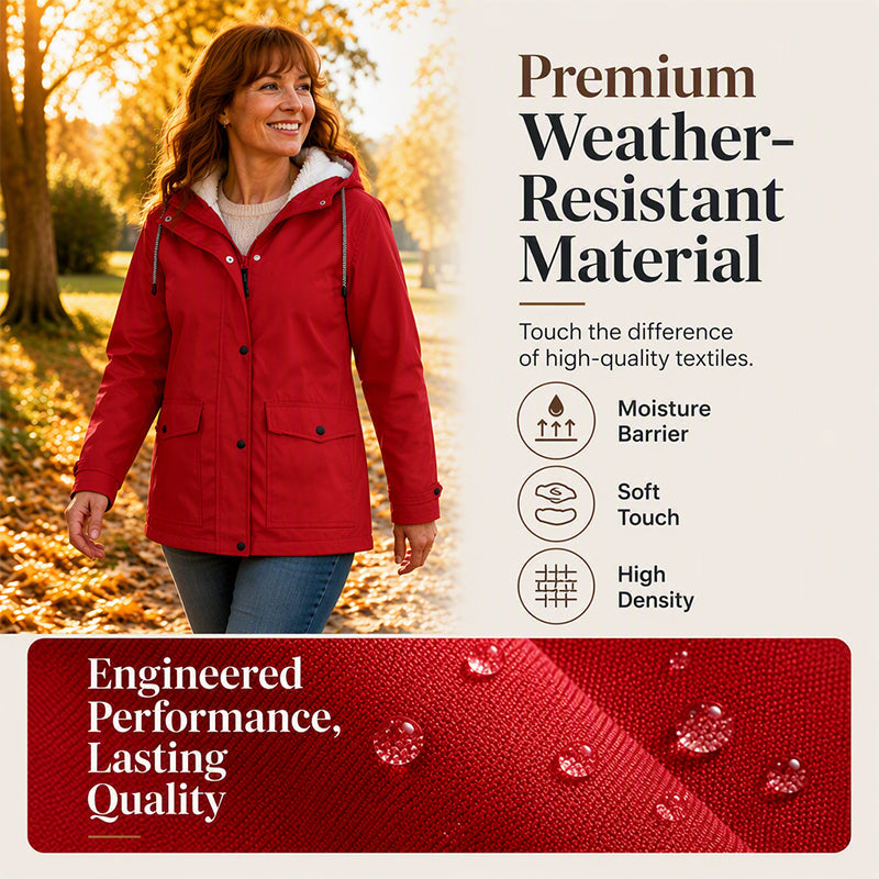 💦Women's Plush-Lined Windproof Hooded Jacket