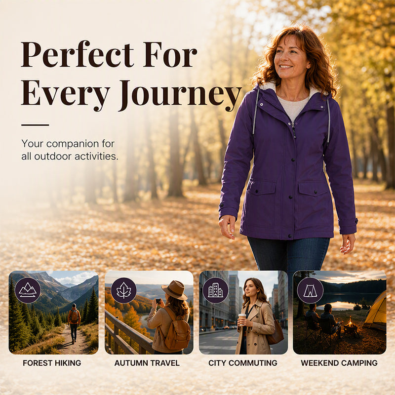 💦Women's Plush-Lined Windproof Hooded Jacket