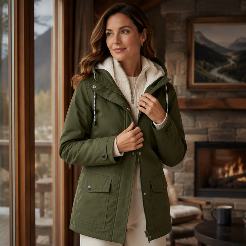💦Women's Plush-Lined Windproof Hooded Jacket