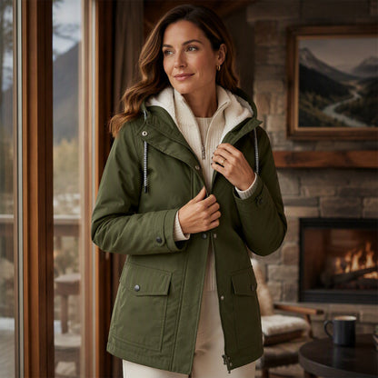 💦Women's Plush-Lined Windproof Hooded Jacket