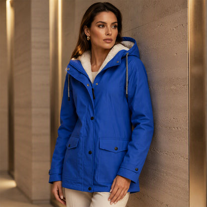 💦Women's Plush-Lined Windproof Hooded Jacket