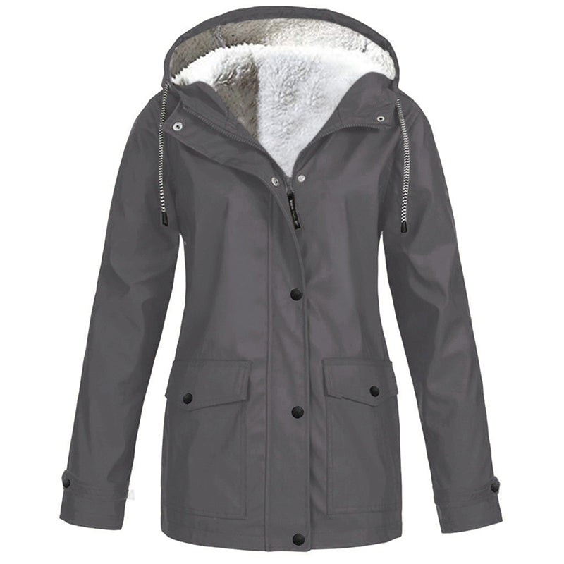 💦Women's Plush-Lined Windproof Hooded Jacket