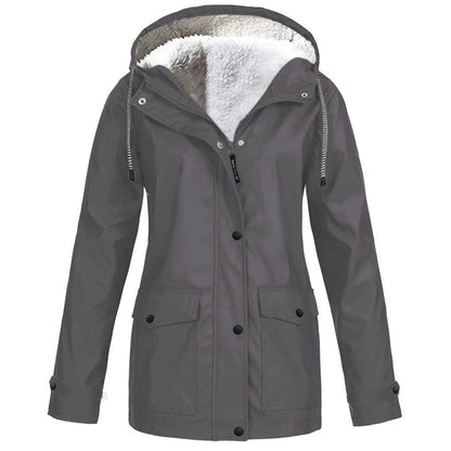 💦Women's Plush-Lined Windproof Hooded Jacket