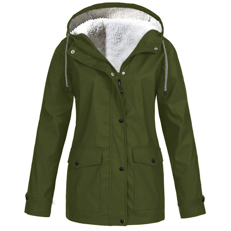 💦Women's Plush-Lined Windproof Hooded Jacket