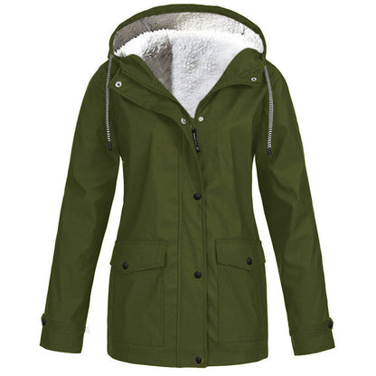 💦Women's Plush-Lined Windproof Hooded Jacket