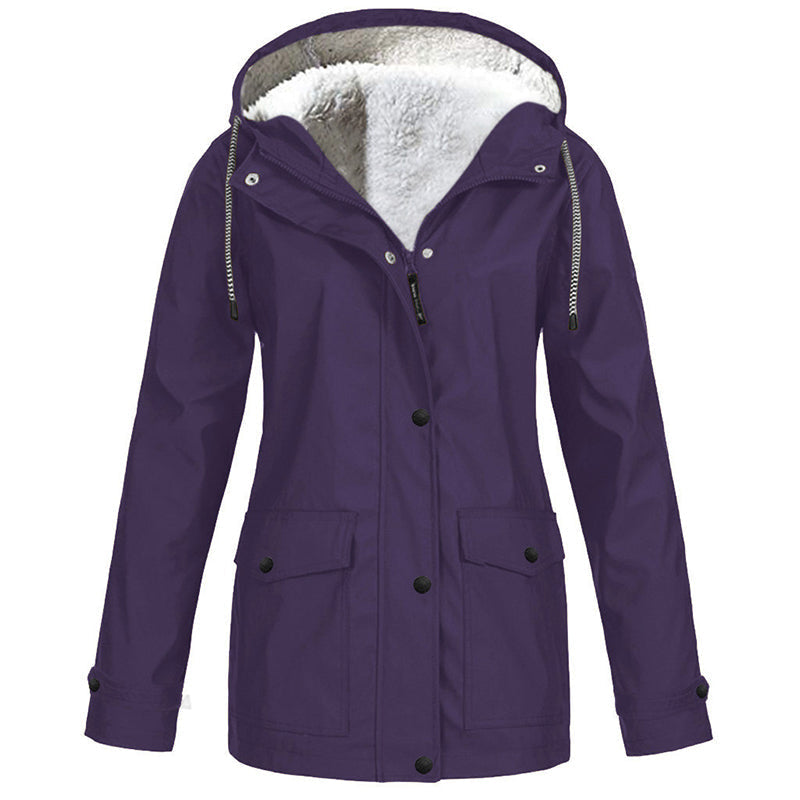 💦Women's Plush-Lined Windproof Hooded Jacket