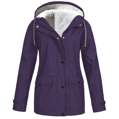 💦Women's Plush-Lined Windproof Hooded Jacket