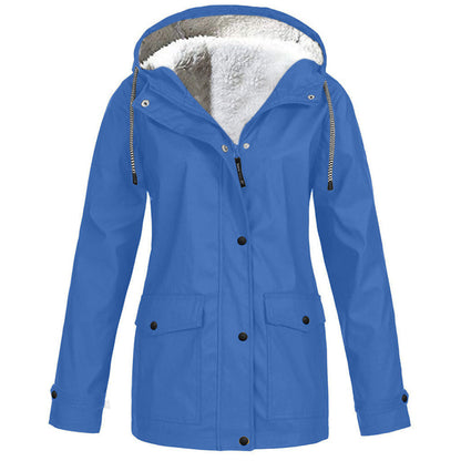 💦Women's Plush-Lined Windproof Hooded Jacket