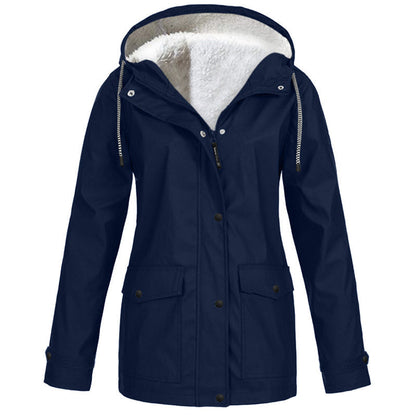 💦Women's Plush-Lined Windproof Hooded Jacket