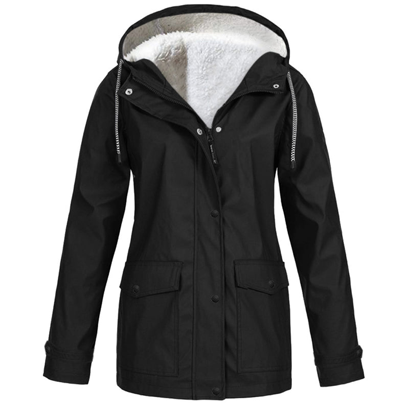💦Women's Plush-Lined Windproof Hooded Jacket