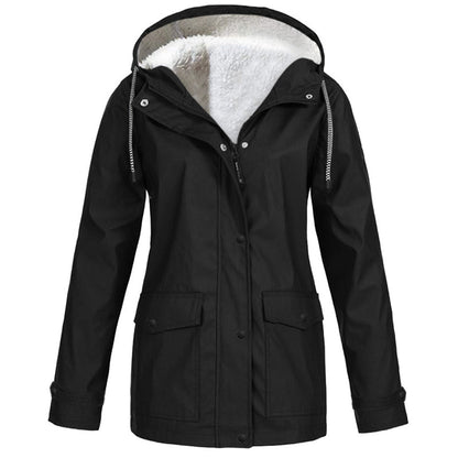 💦Women's Plush-Lined Windproof Hooded Jacket